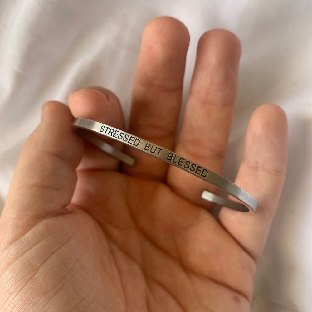 Stressed But Blessed Silver Bracelet